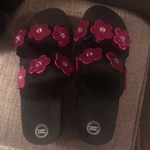 Girls flower slip on sandals
